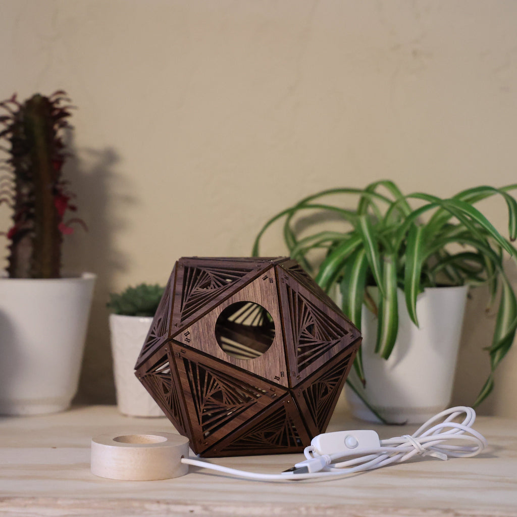 Swirl Led Shadow Lamp: D20 Mandala Nightstand Light