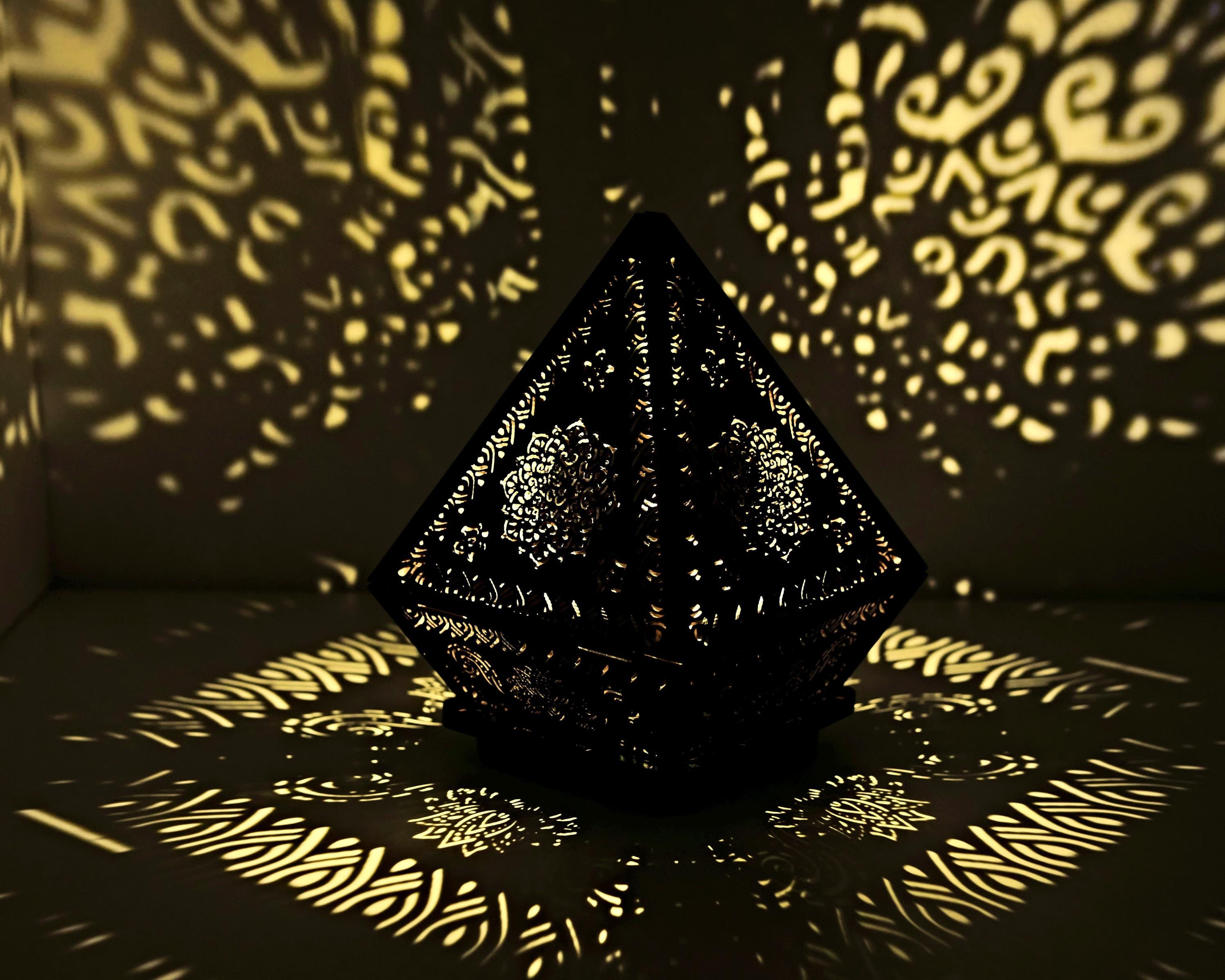 Mandala Shadow Lantern, Buddhism Lamp, Shadow Lantern, Wood Shade Geometric, Night Light Latern, Buddhism Lantern, Housewarming Gift