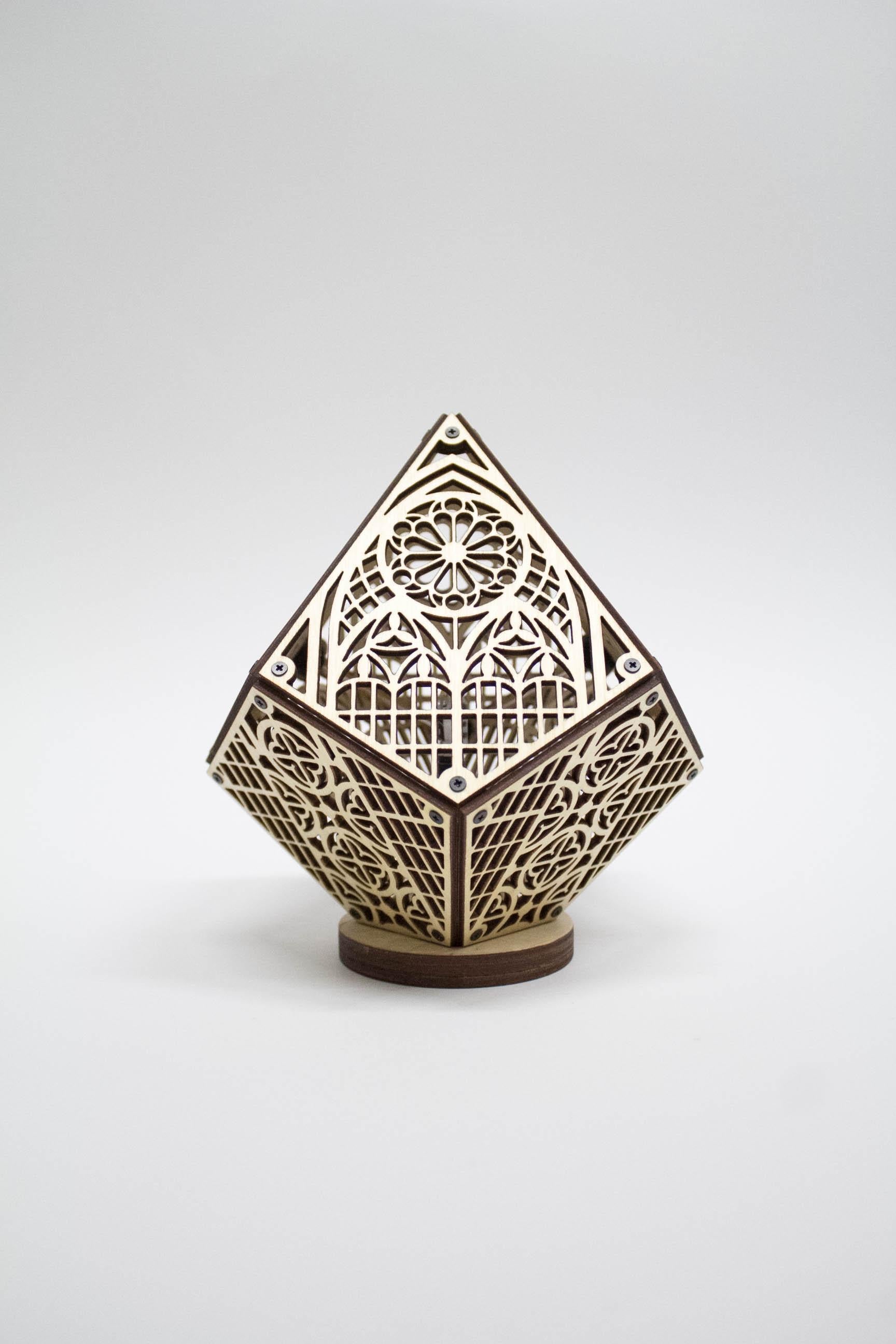 Handmade Gothic Cathedral Shadow Lamp: Birchwood Mood Lighting