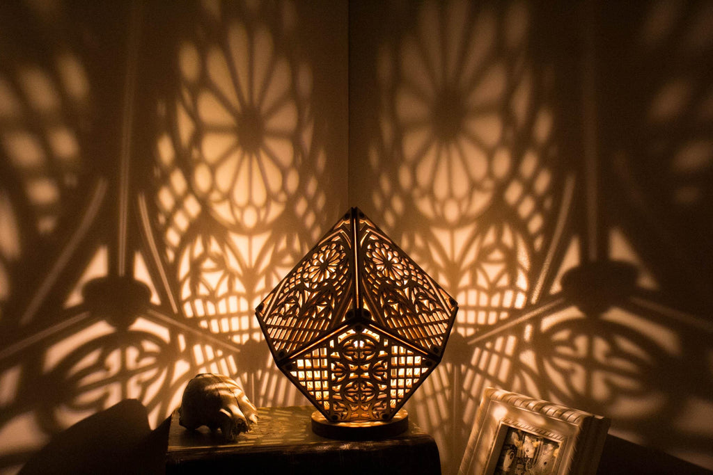 Handmade Gothic Cathedral Shadow Lamp: Birchwood Mood Lighting