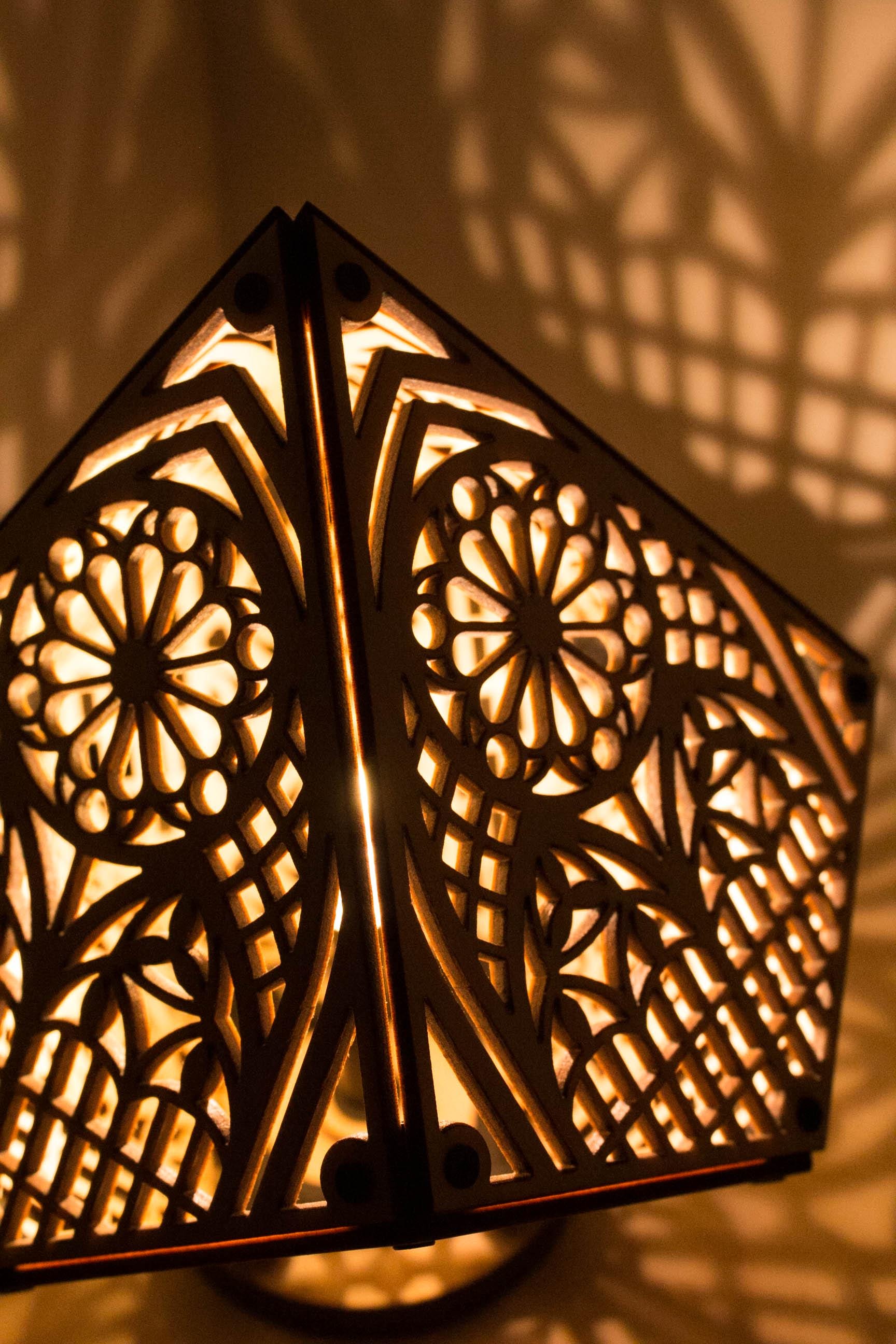 Handmade Gothic Cathedral Shadow Lamp: Birchwood Mood Lighting