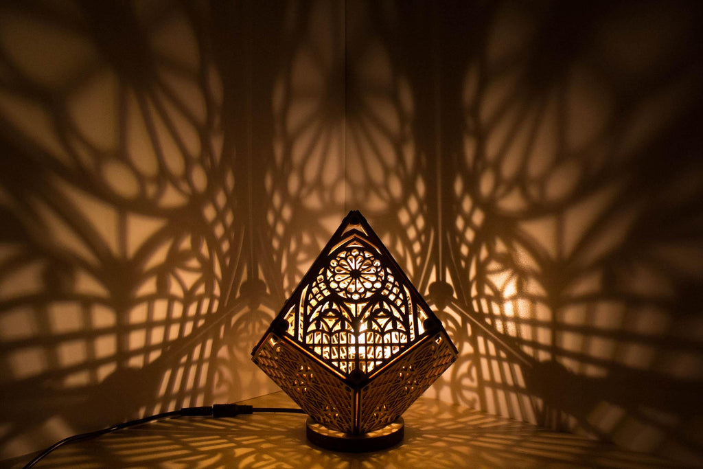 Handmade Gothic Cathedral Shadow Lamp: Birchwood Mood Lighting