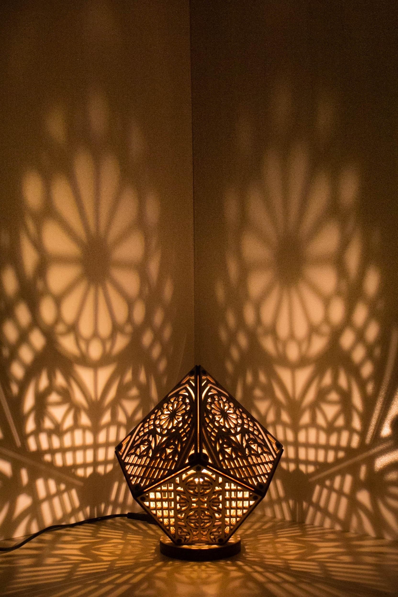 Handmade Gothic Cathedral Shadow Lamp: Birchwood Mood Lighting