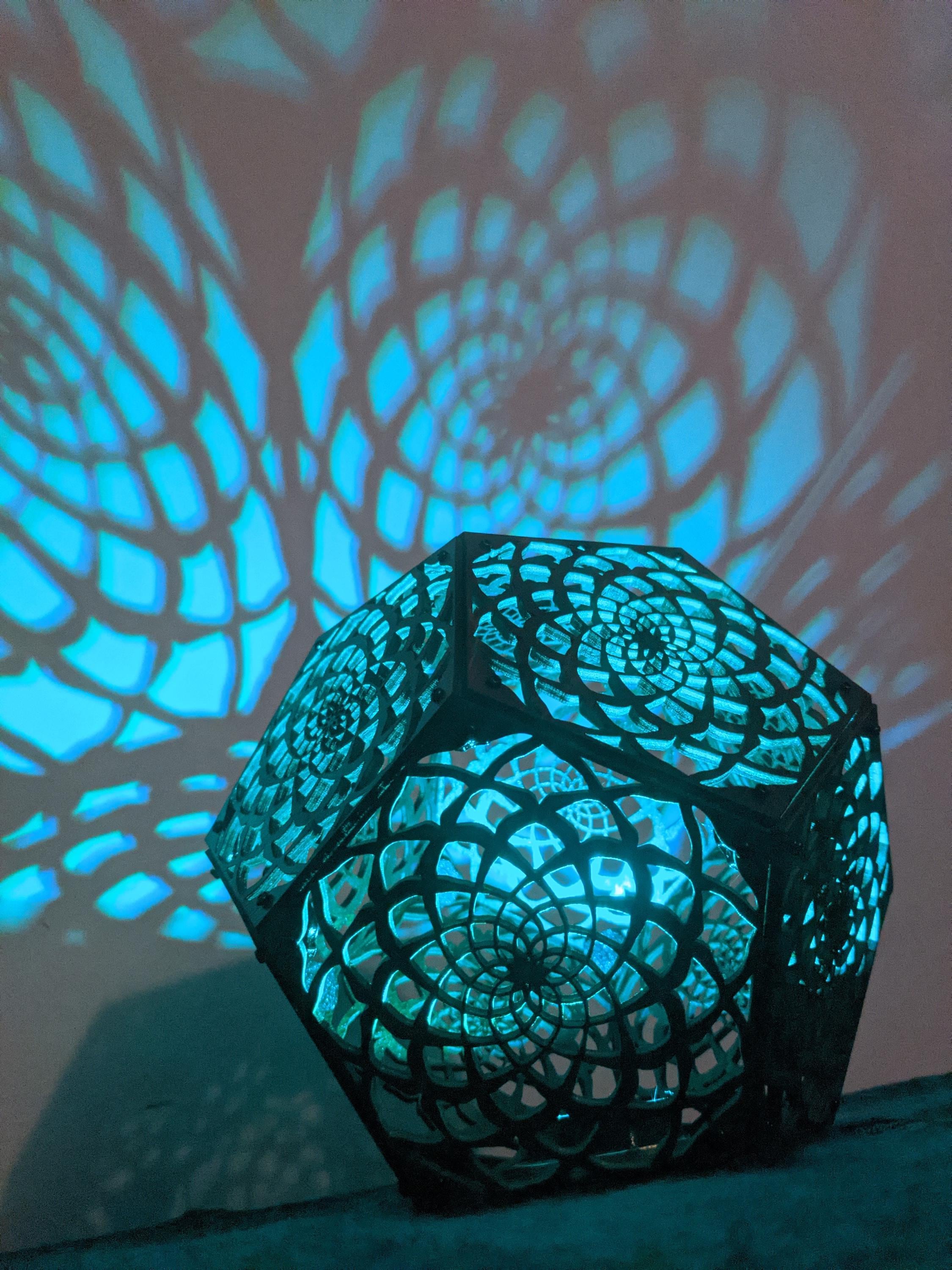 Mandala Dodecahedron Lamp - Flower Of Life Decor, Boho Spiritual Night Light, Meditation Gift