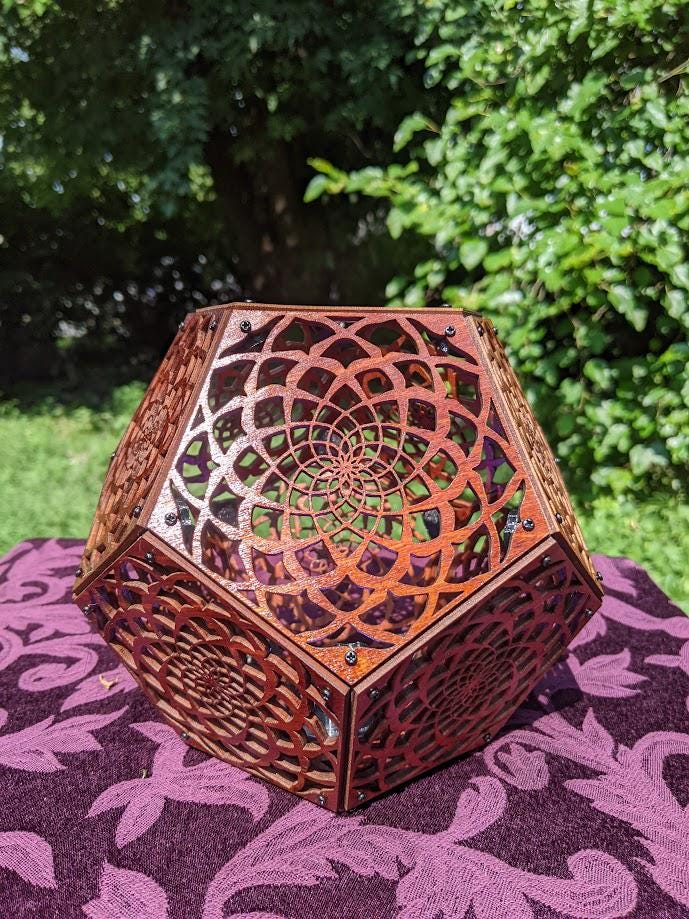 Mandala Dodecahedron Lamp - Flower Of Life Decor, Boho Spiritual Night Light, Meditation Gift