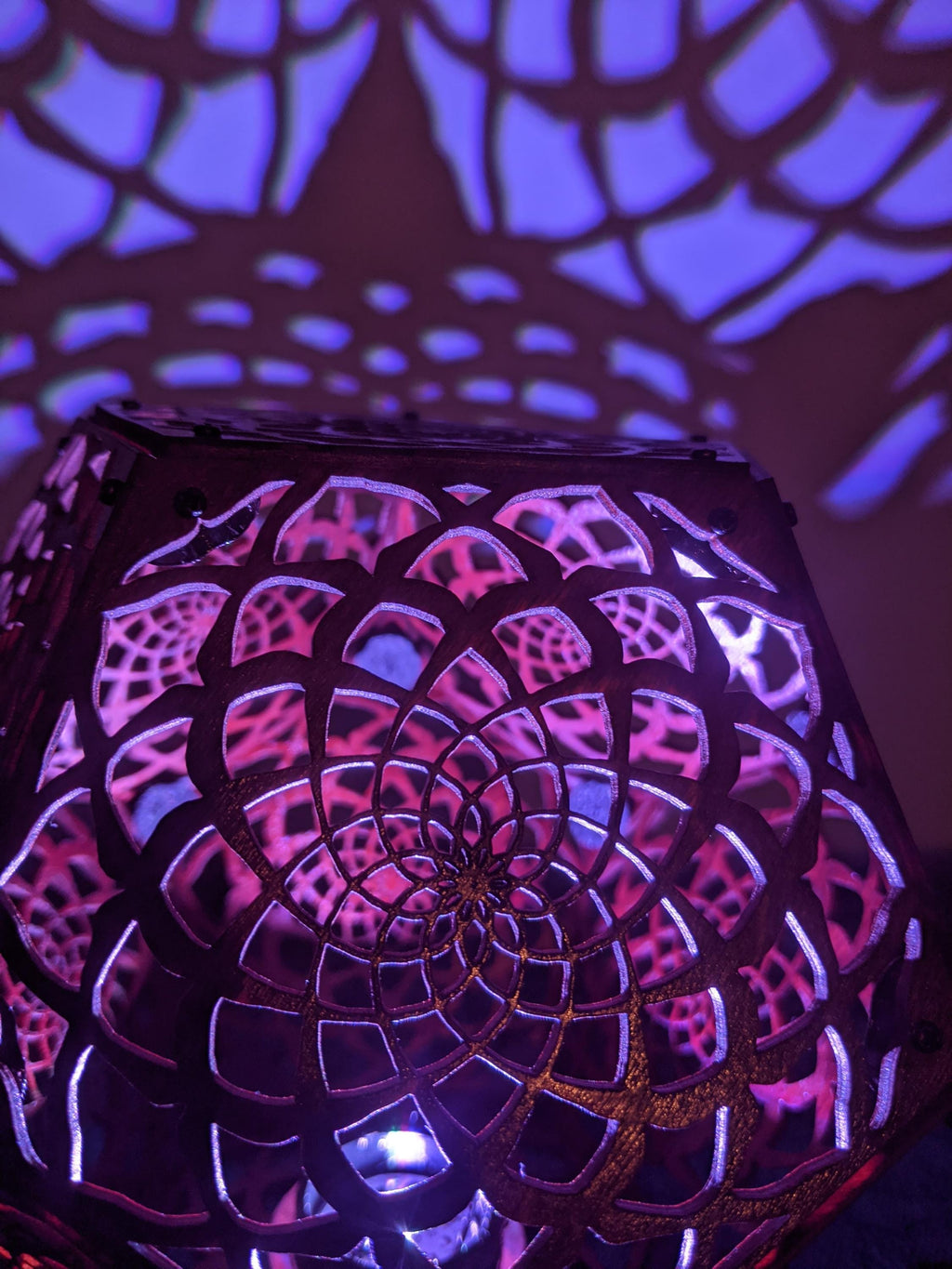 Mandala Dodecahedron Lamp - Flower Of Life Decor, Boho Spiritual Night Light, Meditation Gift