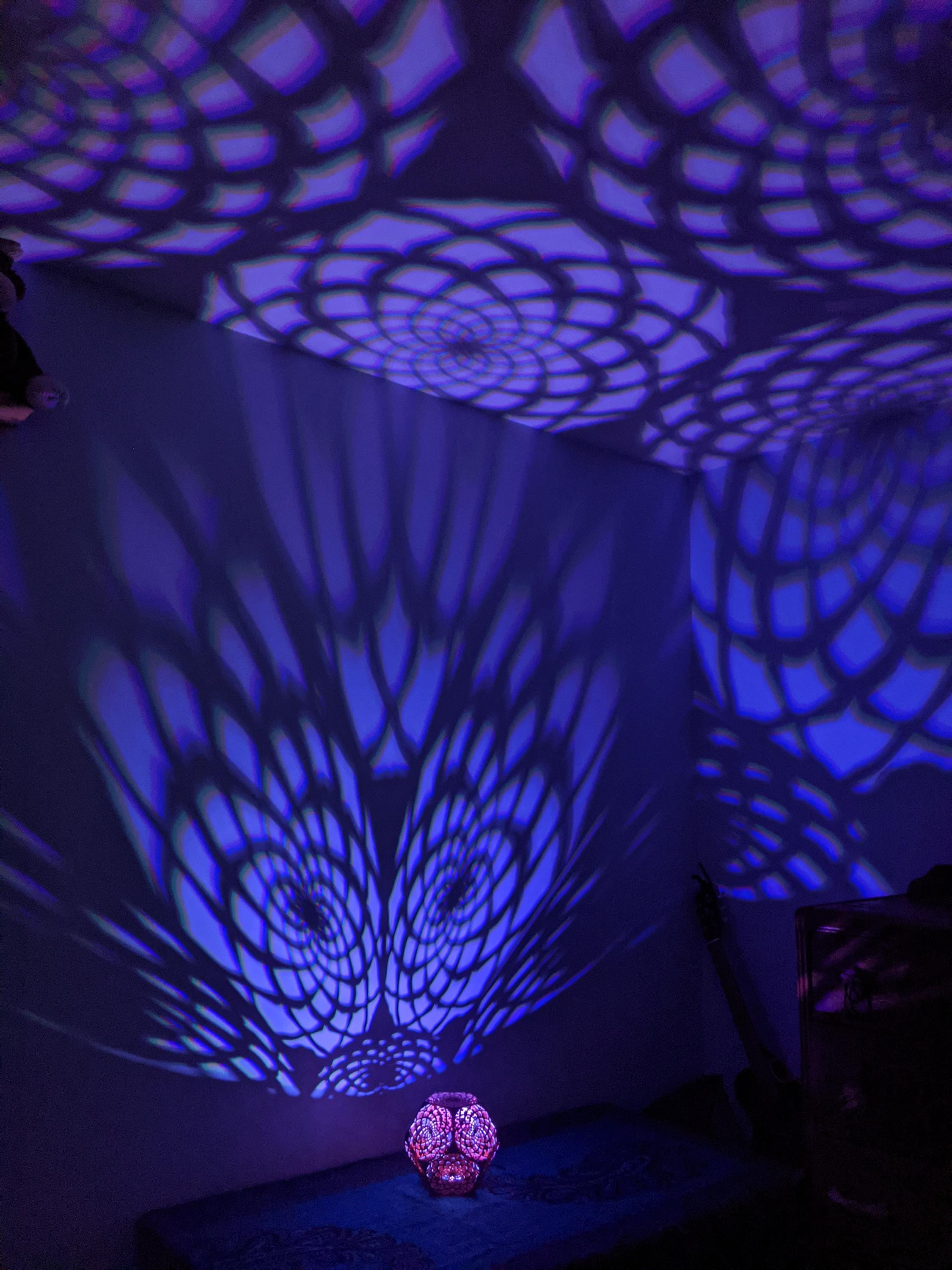 Mandala Dodecahedron Lamp - Flower Of Life Decor, Boho Spiritual Night Light, Meditation Gift