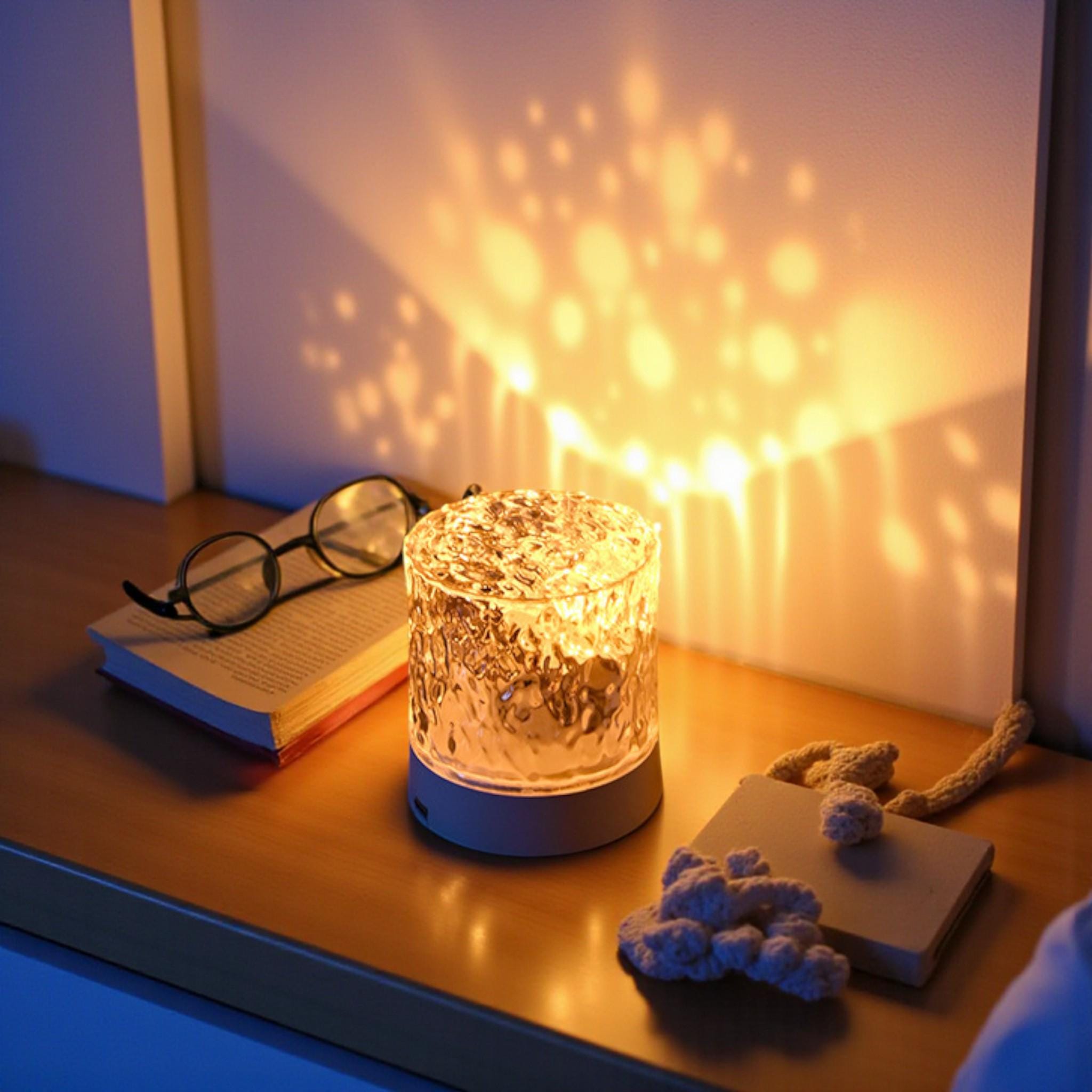 Water Ripple Lamp: Rotating Led Projection Night Light