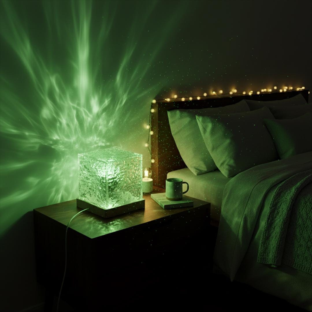 Rgb Water Ripple Night Light: Cube Led Lamp With Remote And Battery