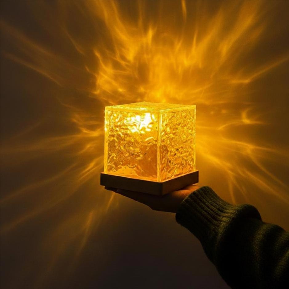 Rgb Water Ripple Night Light: Cube Led Lamp With Remote And Battery