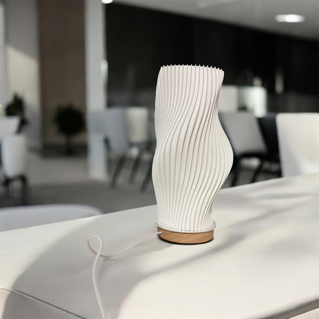 Lampe Moderne Led Design Spirale Imprimée En 3d | Lampe Rgb Avec Télécommande | Socle En Bois | Lampe D’ambiance Déco
