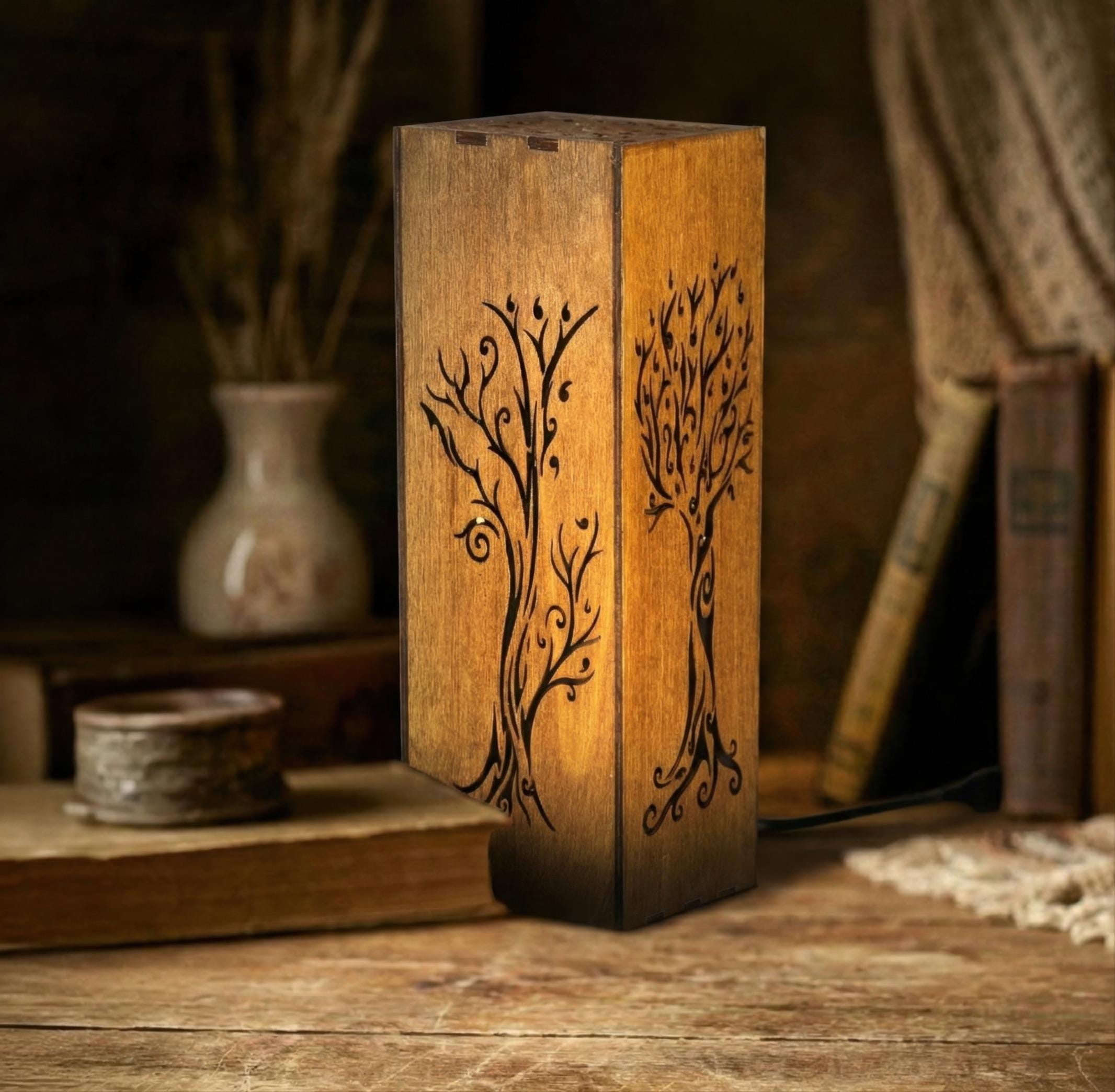 Yggdrasil Lamp, Spiritual Purple Light, Celtic Tree Of Life, Witchy Altar Decor, Norse Mythology Gift, Kinetic Art, Pagan Decor