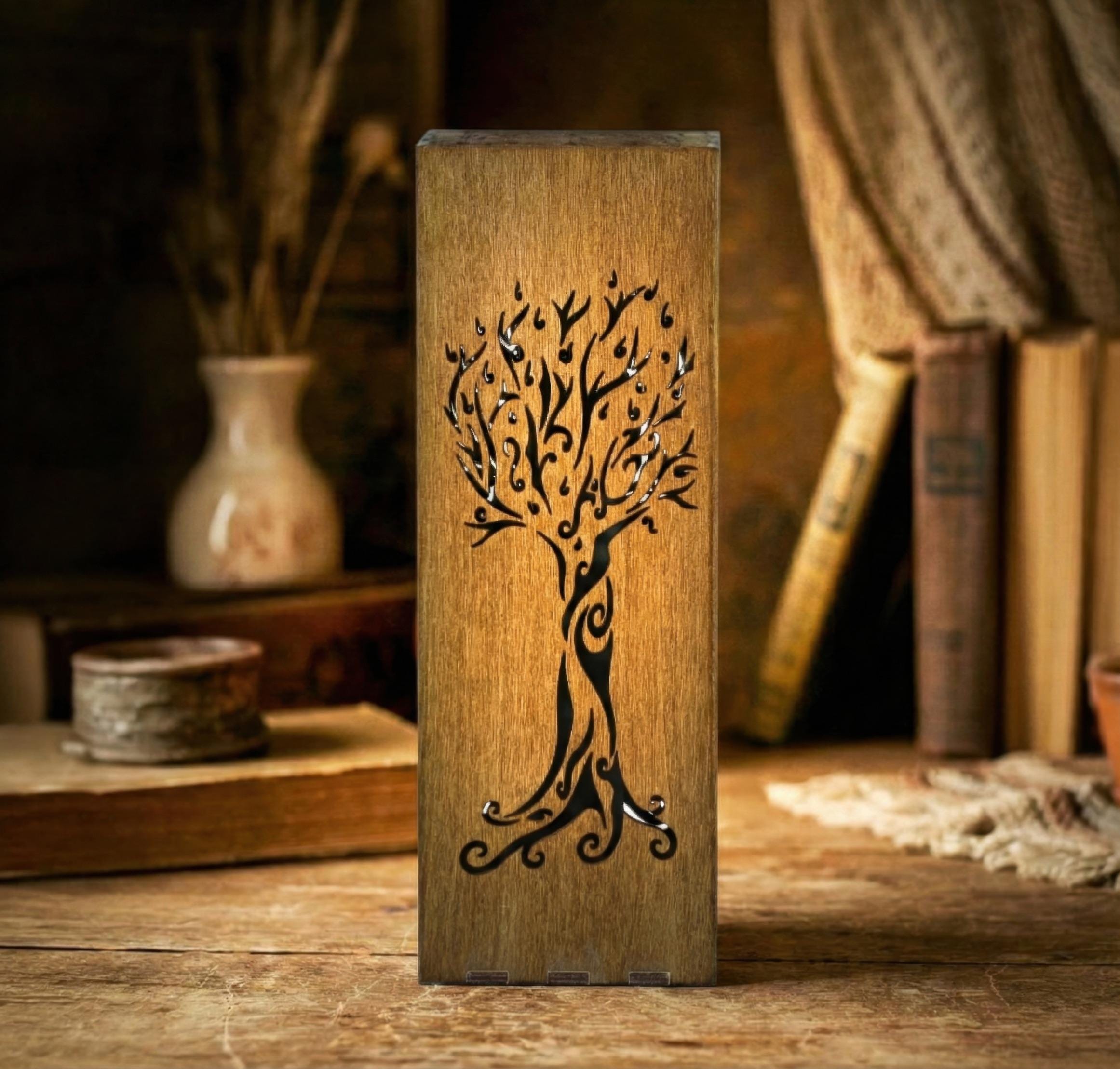 Yggdrasil Lamp, Spiritual Purple Light, Celtic Tree Of Life, Witchy Altar Decor, Norse Mythology Gift, Kinetic Art, Pagan Decor