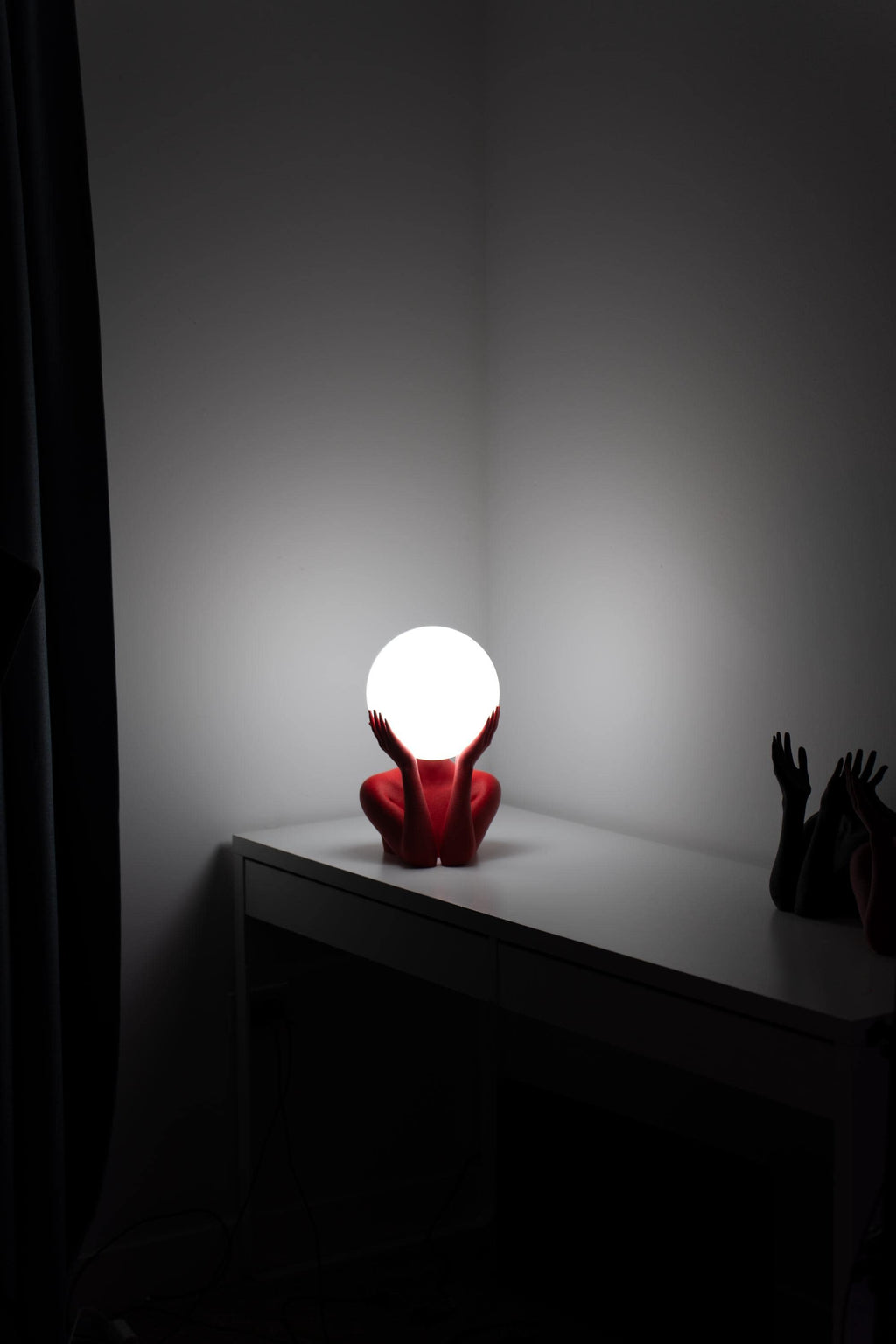 Sculptural Sphere Table Lamp, Modern Bedside Serenity, Artistic Ambient Light, Minimalist Home Decor