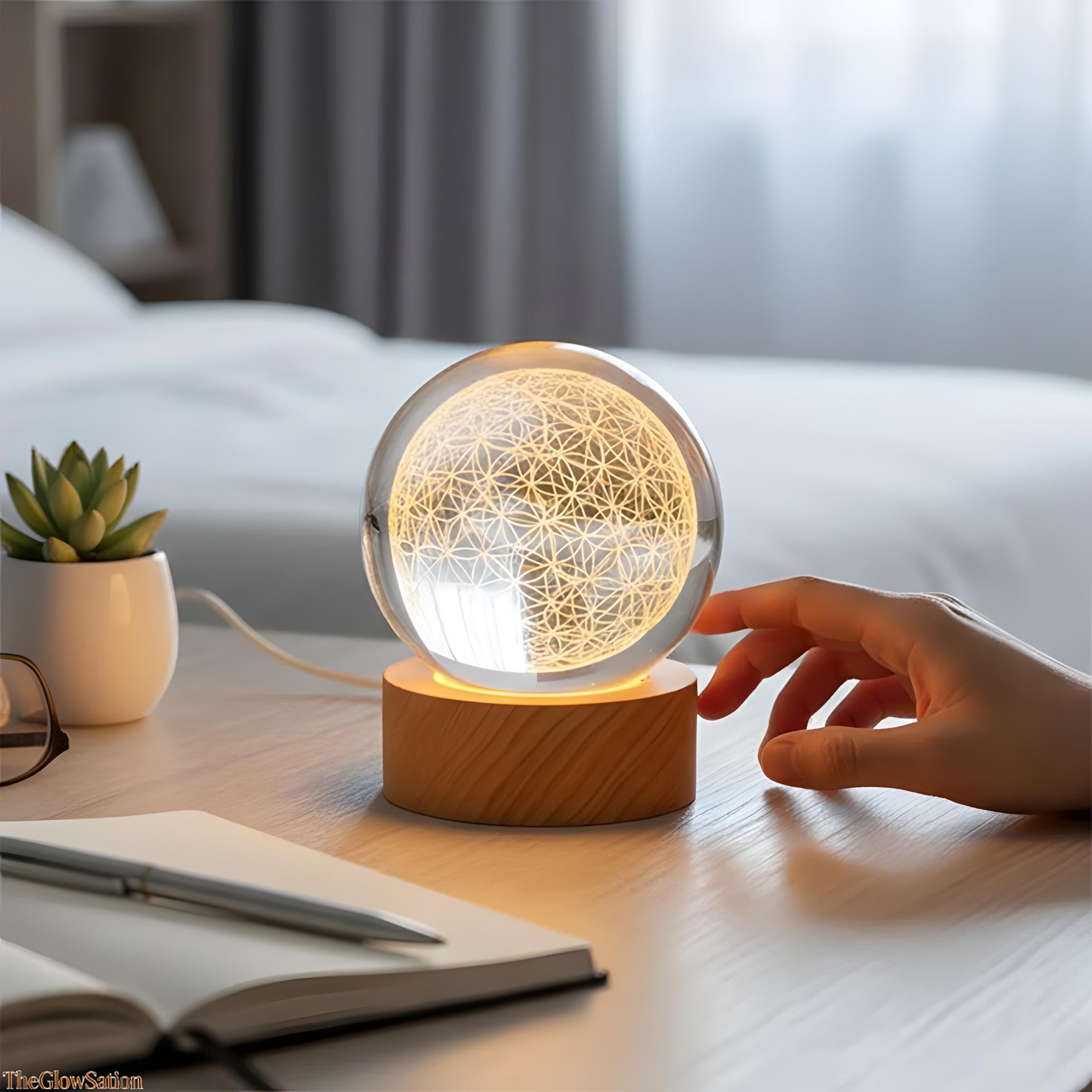 Flower Of Life Crystal Ball Lamp | Sacred Geometry Led Night Light
