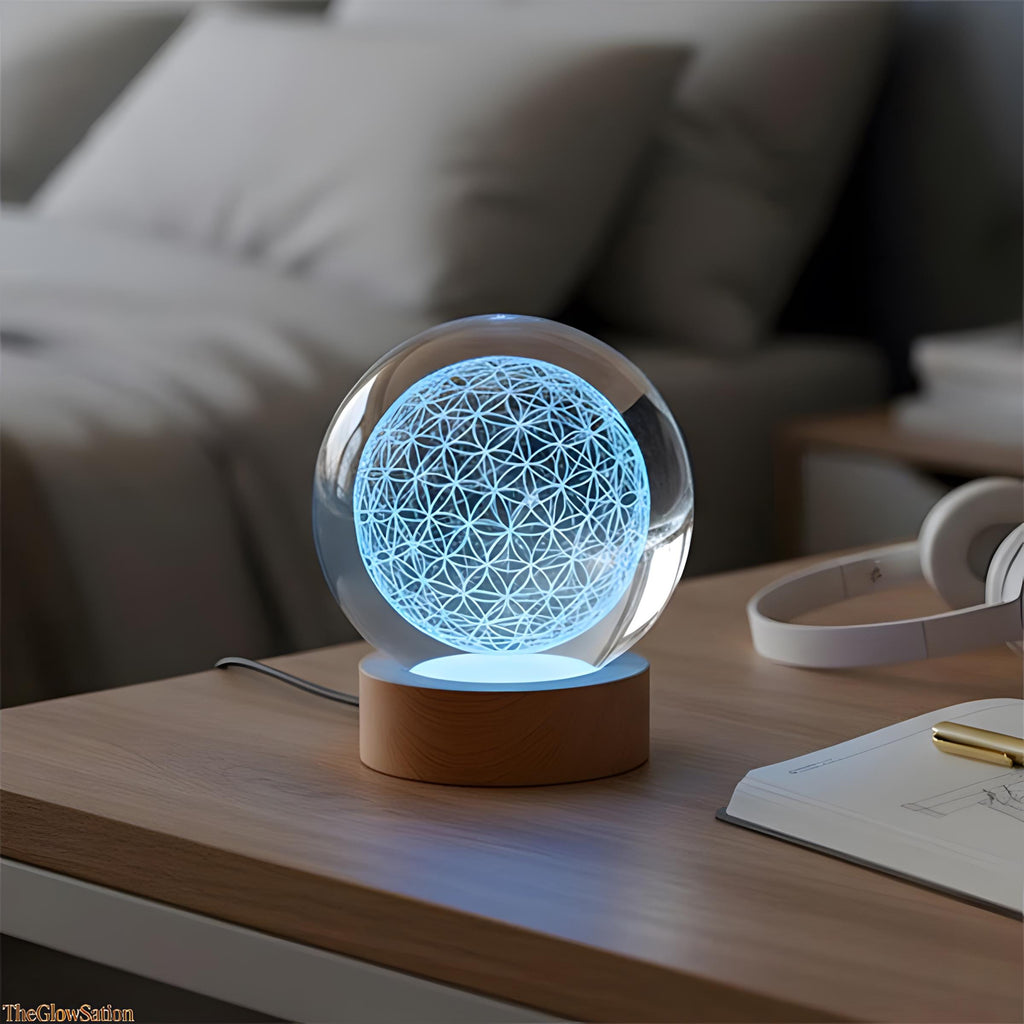 Flower Of Life Crystal Ball Lamp | Sacred Geometry Led Night Light