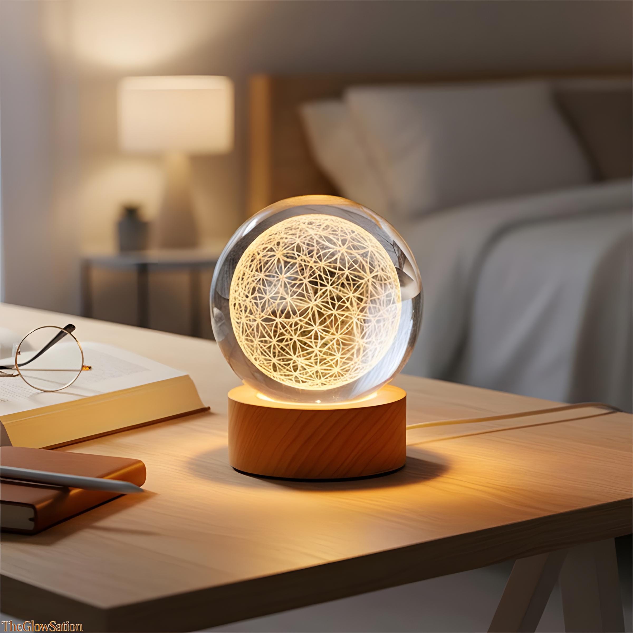 Flower Of Life Crystal Ball Lamp | Sacred Geometry Led Night Light