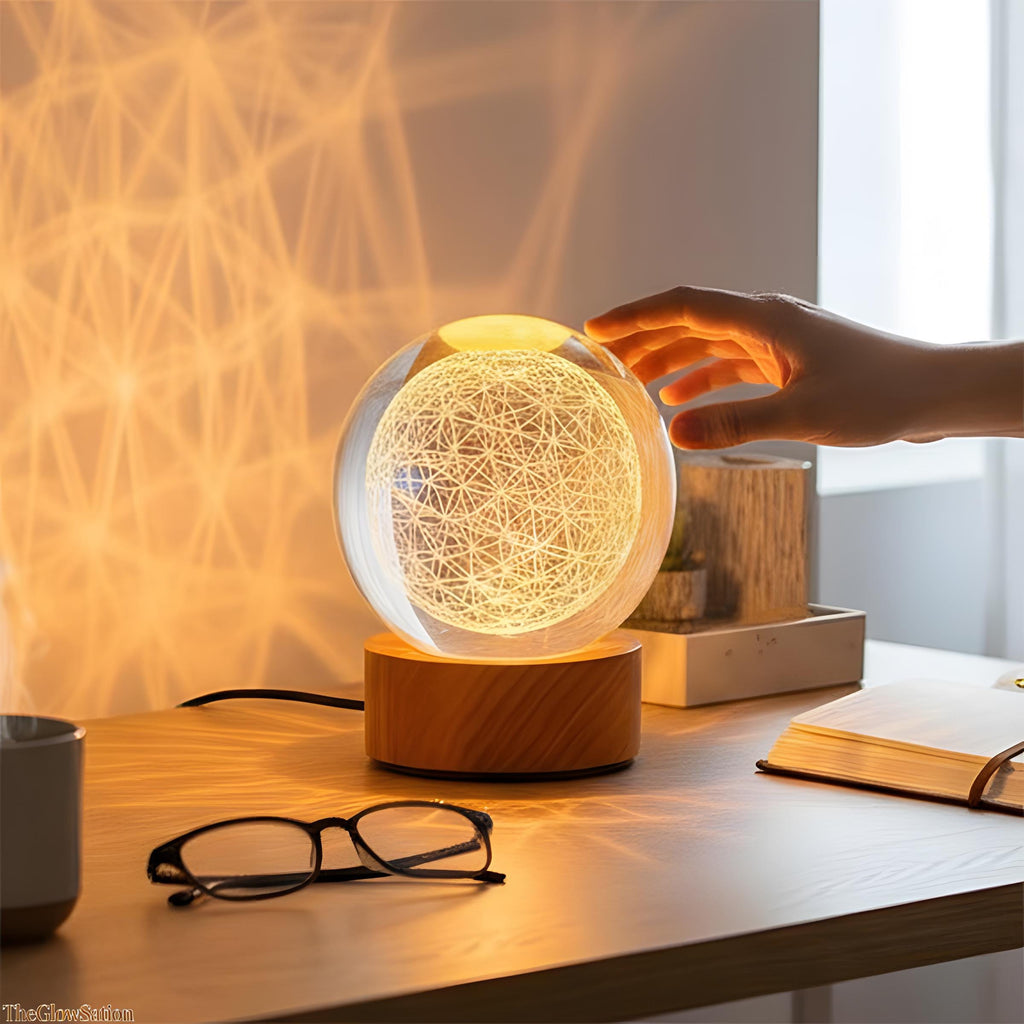Flower Of Life Crystal Ball Lamp | Sacred Geometry Led Night Light