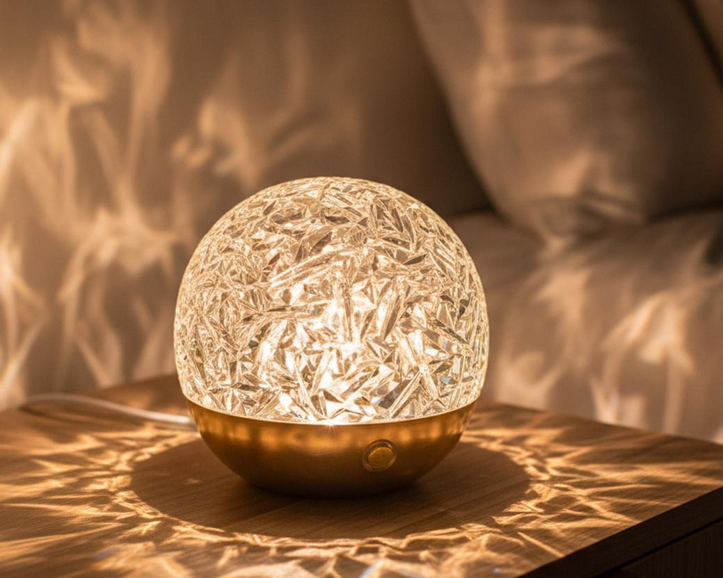 Luxury Water Ripple Lamp | Crystal Led Night Light | Aurora Bedroom Decor | Ambient Lighting Gift
