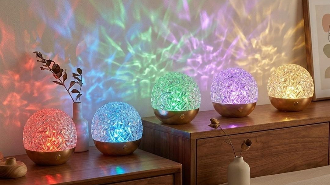 Luxury Water Ripple Lamp | Crystal Led Night Light | Aurora Bedroom Decor | Ambient Lighting Gift