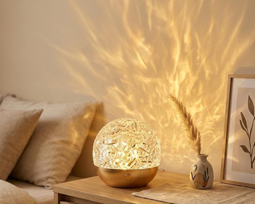 Luxury Water Ripple Lamp | Crystal Led Night Light | Aurora Bedroom Decor | Ambient Lighting Gift