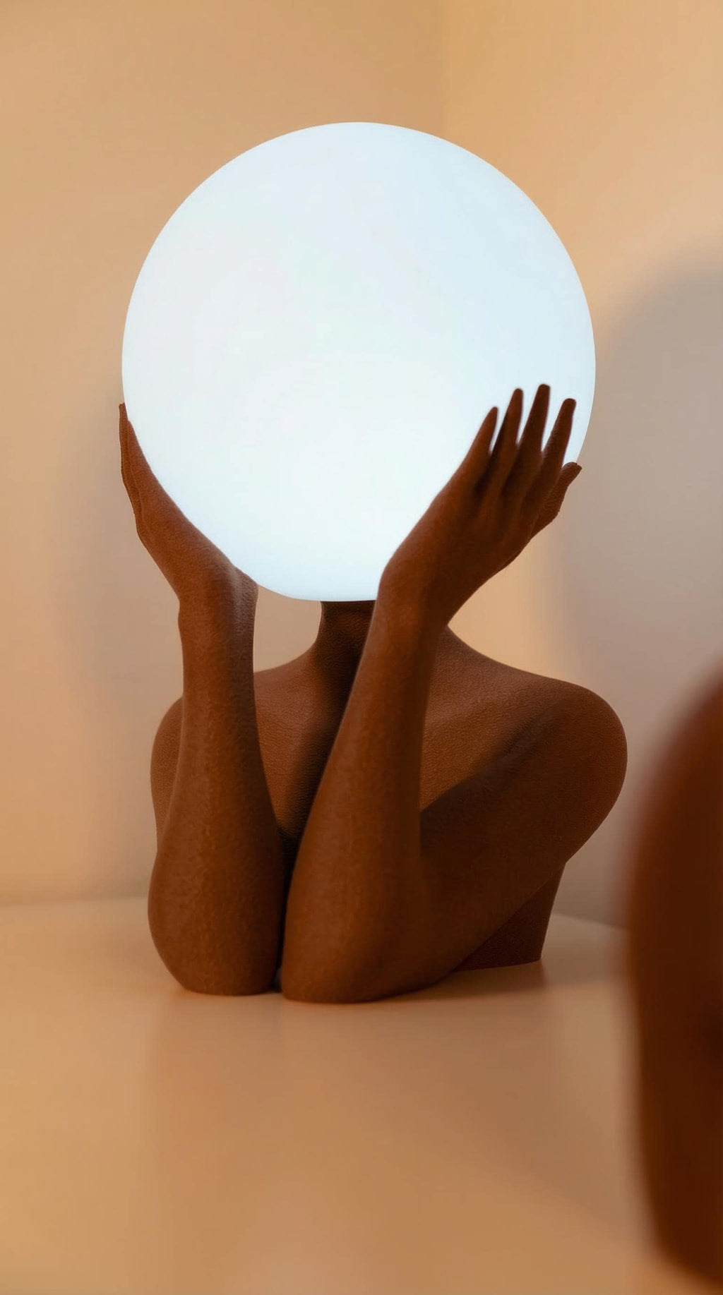 Sculptural Sphere Table Lamp, Modern Bedside Serenity, Artistic Ambient Light, Minimalist Home Decor