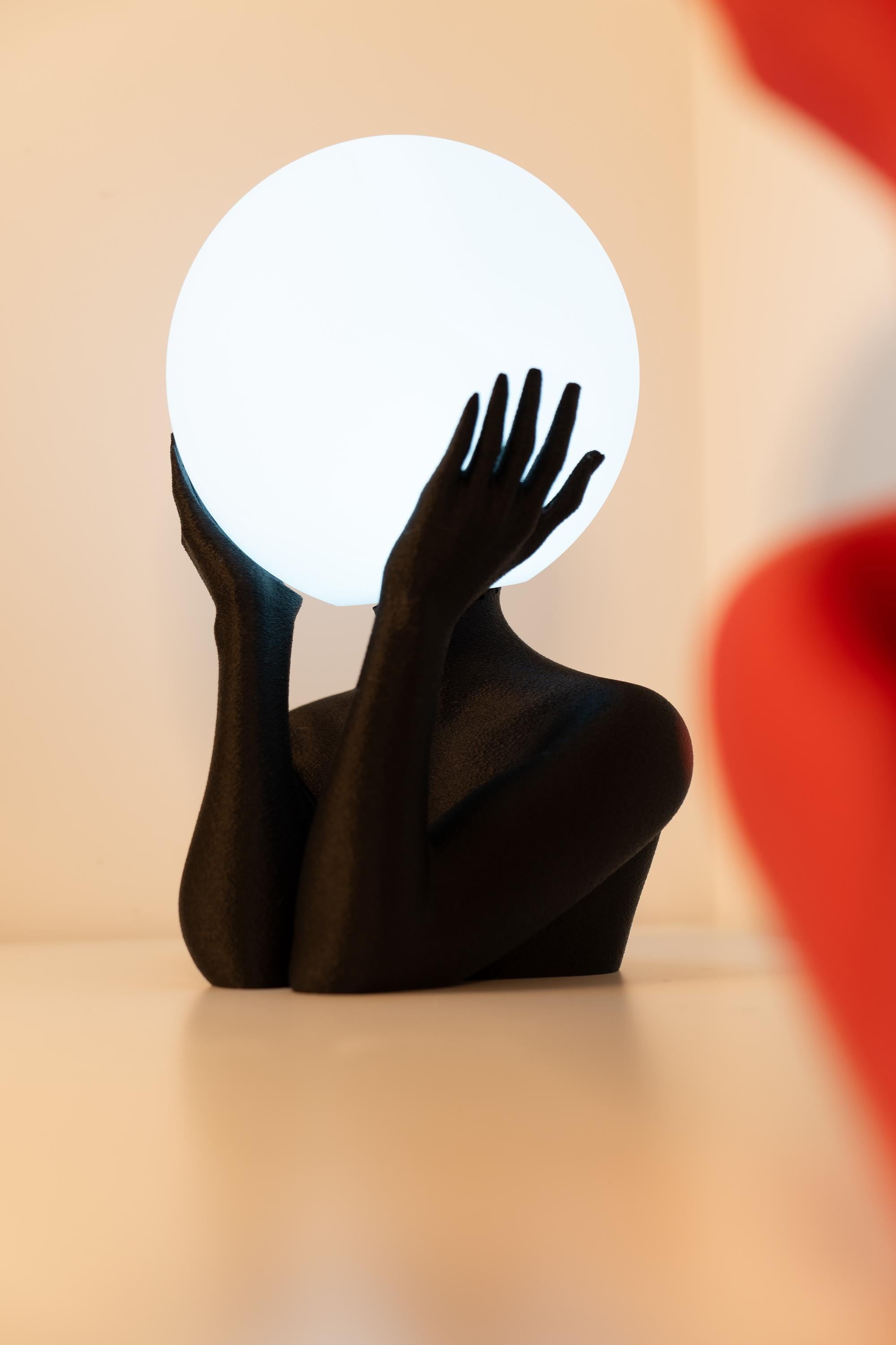 Sculptural Sphere Table Lamp, Modern Bedside Serenity, Artistic Ambient Light, Minimalist Home Decor