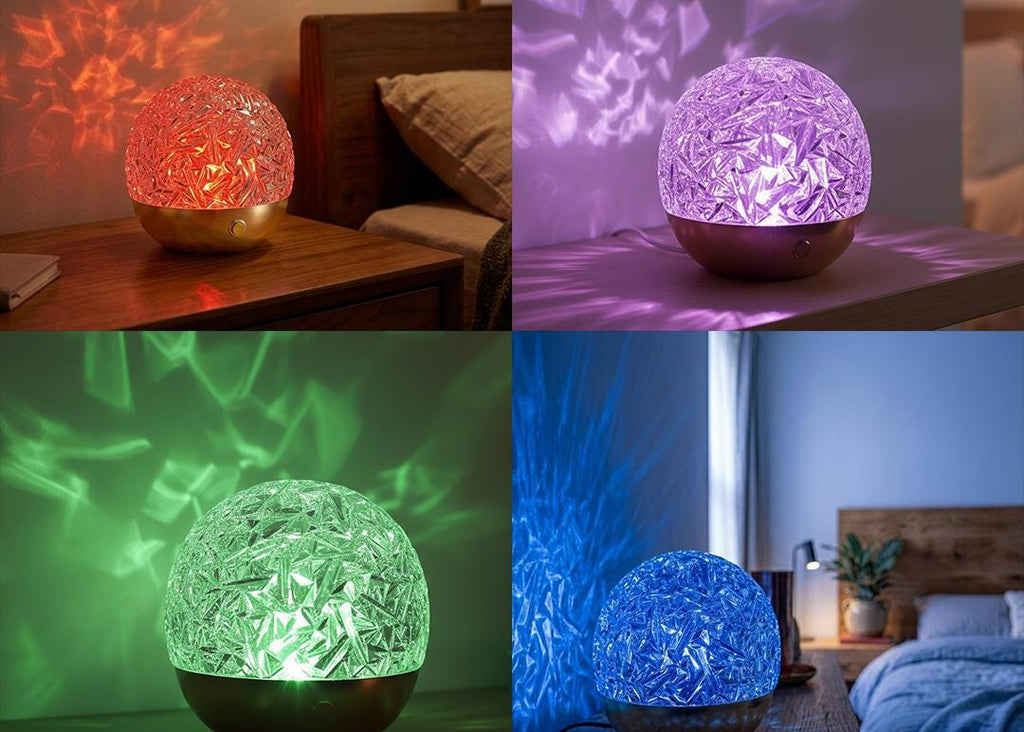 Luxury Water Ripple Lamp | Crystal Led Night Light | Aurora Bedroom Decor | Ambient Lighting Gift