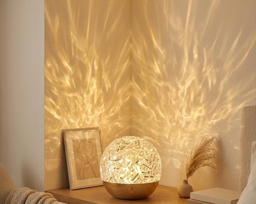 Luxury Water Ripple Lamp | Crystal Led Night Light | Aurora Bedroom Decor | Ambient Lighting Gift