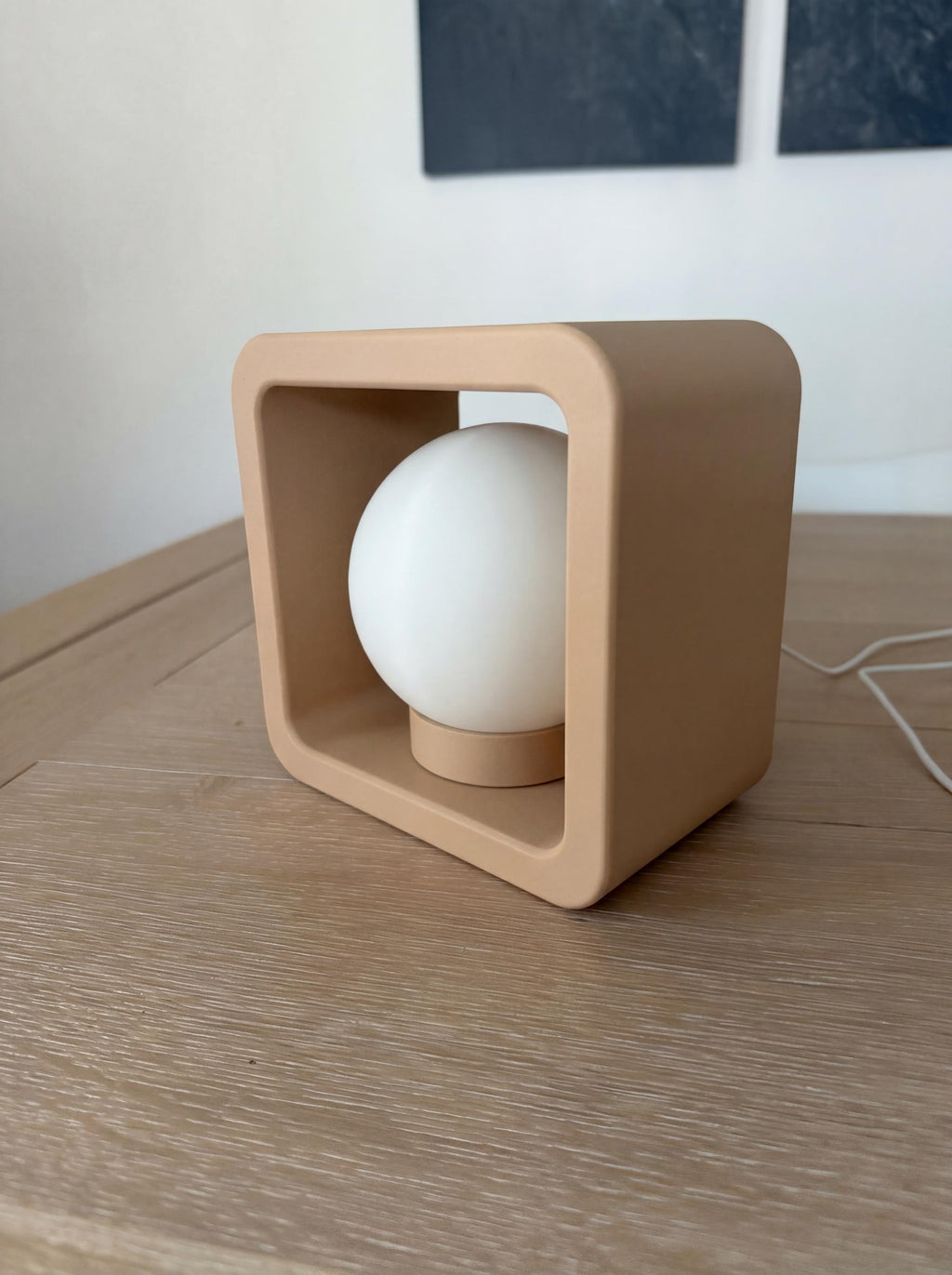 Framed Ball Lamp | Modern Minimalist Table Lamp | Geometric Sphere Light | Ambient Bedside Lighting. Soft Ambient Mood. Office Or Bedroom